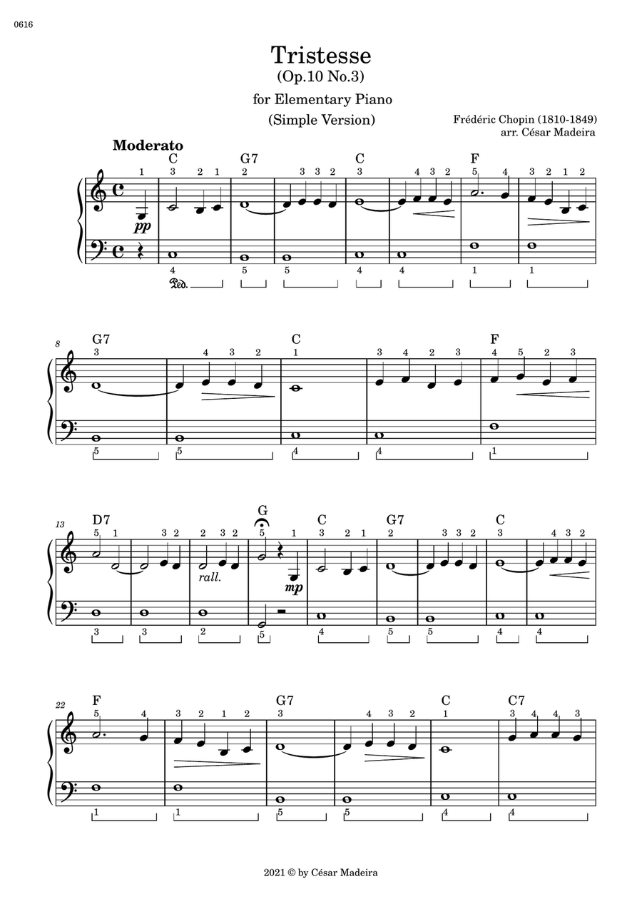 Etude Op.10 No.3 (Tristesse) - Elementary Piano (W/Chords) Piano Method scores gallery preview page 2