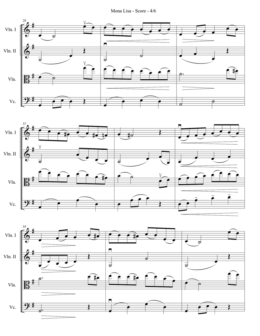 Mona Lisa String Quartet scores gallery preview page 6