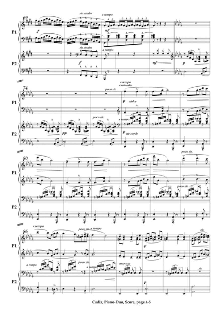 Suite espanola, No.4 Cadiz 2 Pianos, 4-Hands scores gallery preview page 4