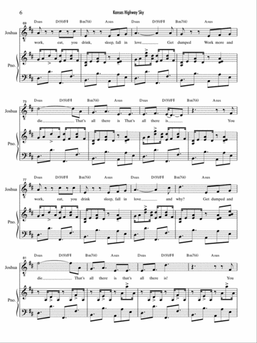 Kansas Highway Sky Piano, Vocal scores gallery preview page 6