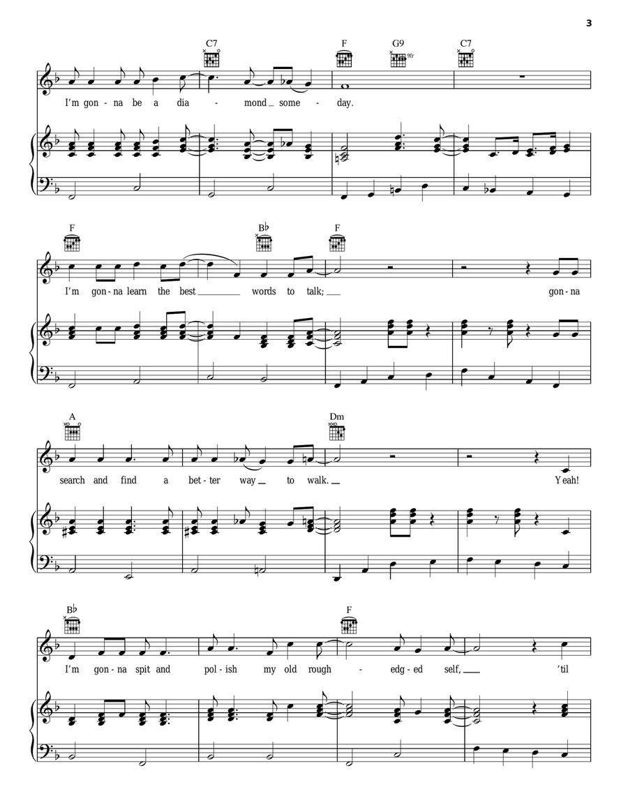 I'm Just An Old Chunk Of Coal Piano, Vocal, Guitar scores gallery preview page 3