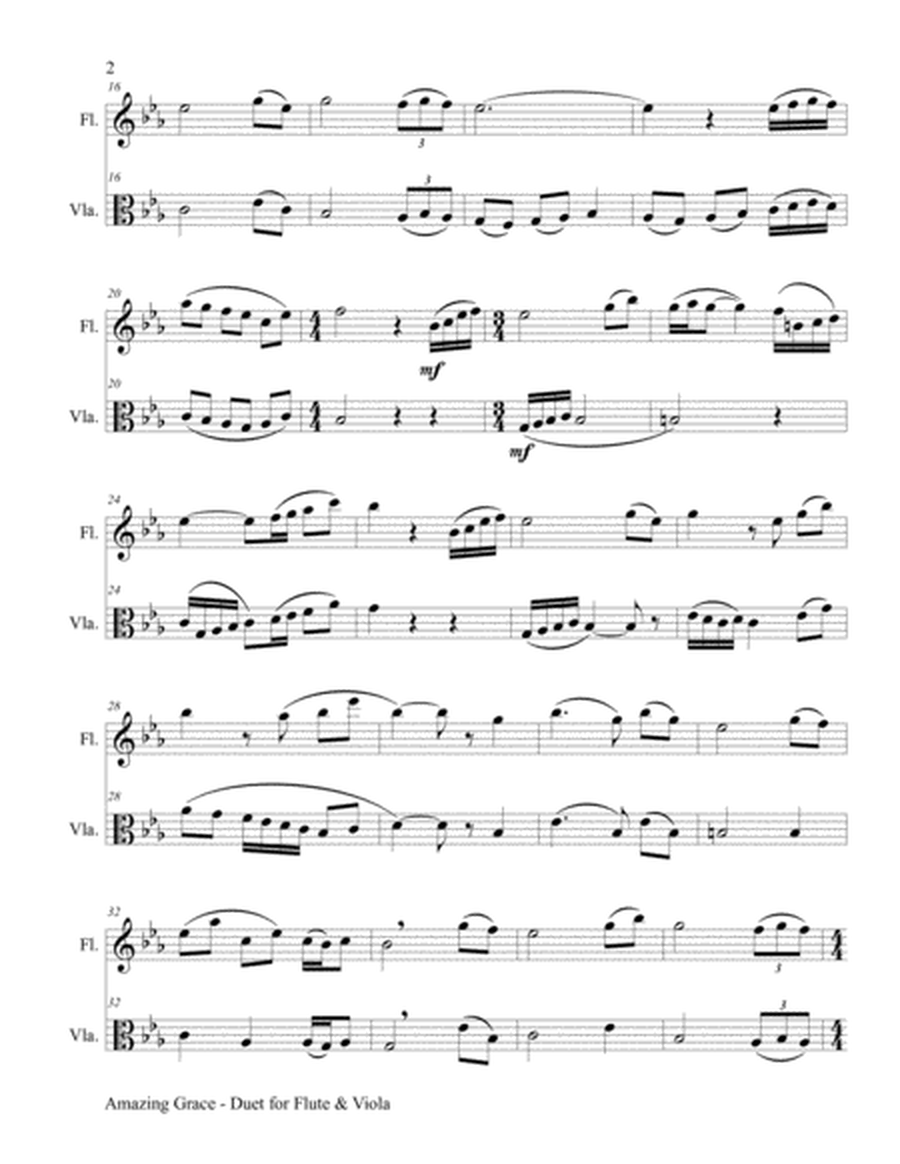 AMAZING GRACE (Duet - Flute & Viola - Score & Parts included) image number null