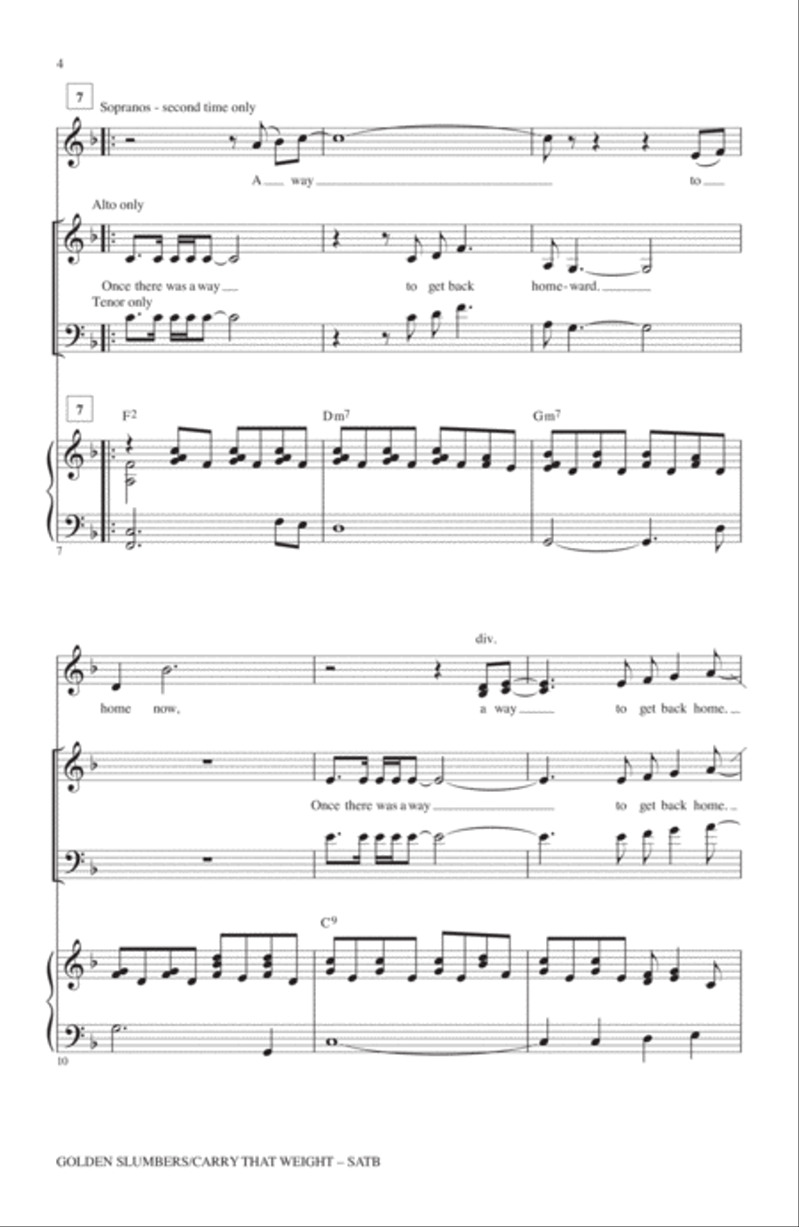 Golden Slumbers 4-Part scores gallery preview page 2