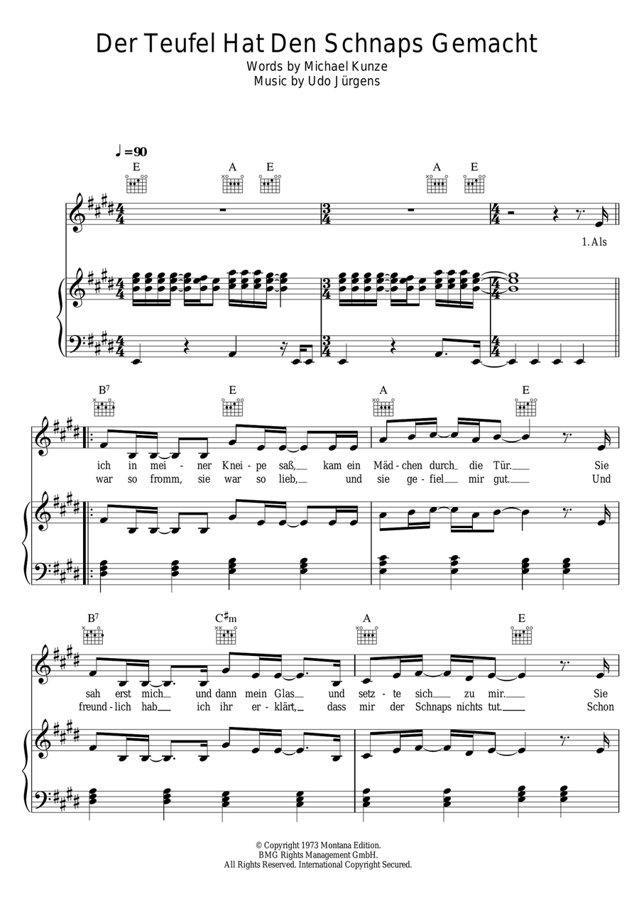 Der Teufel Hat Den Schnaps Gemacht Piano, Vocal scores gallery preview page 1