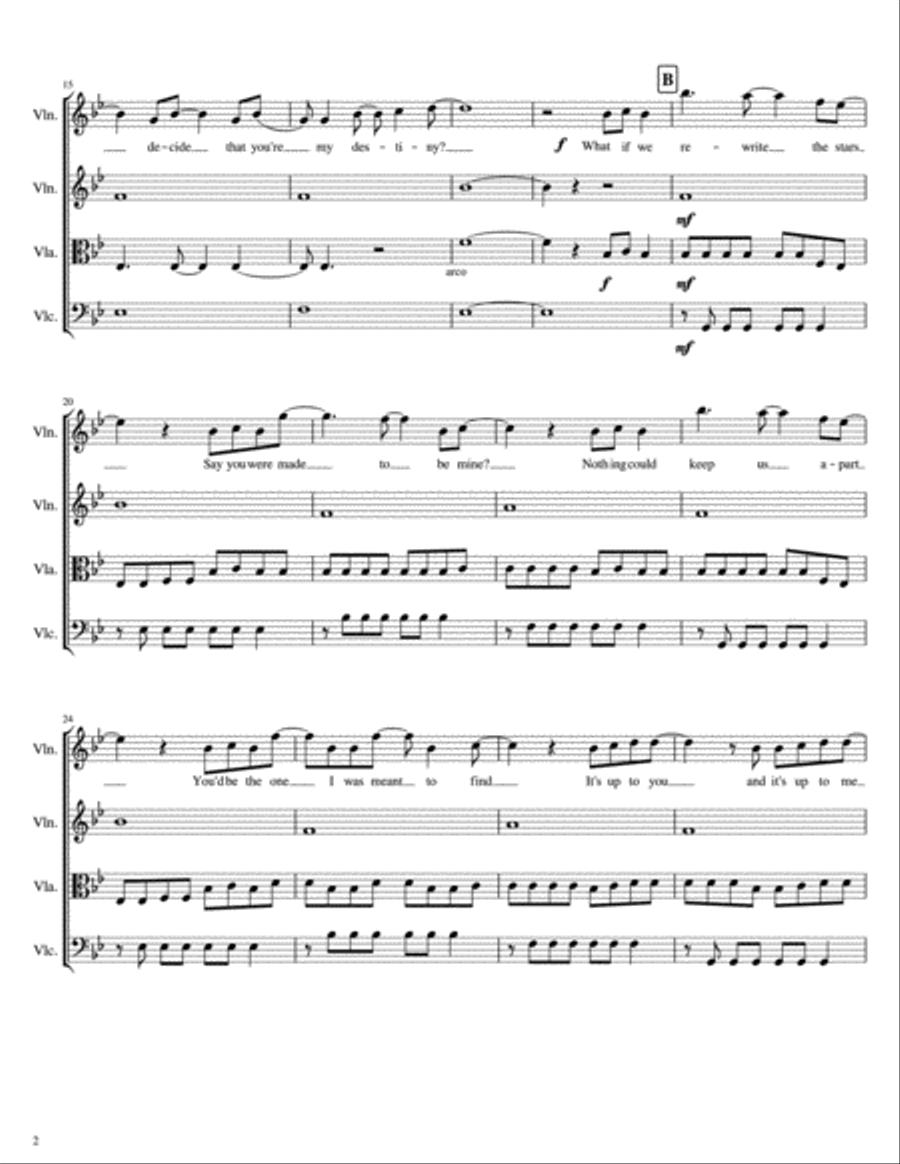 Rewrite The Stars Rewrite The Stars String Quartet scores gallery preview page 2
