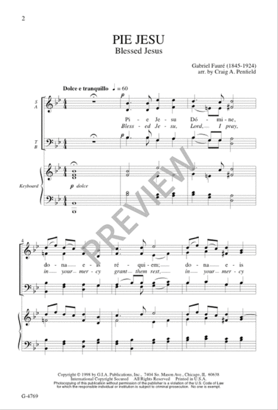Pie Jesu 4-Part scores gallery preview page 2