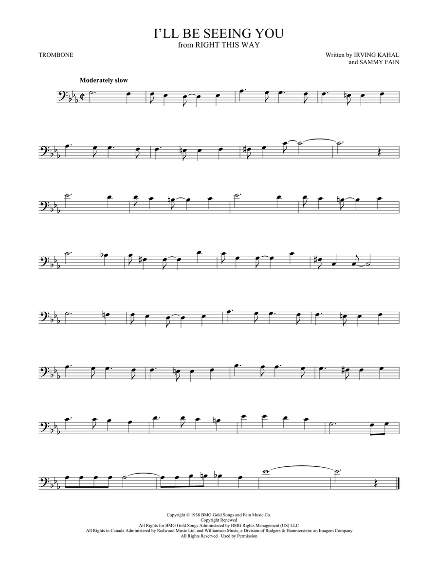 I'll Be Seeing You Trombone Solo scores gallery preview page 1