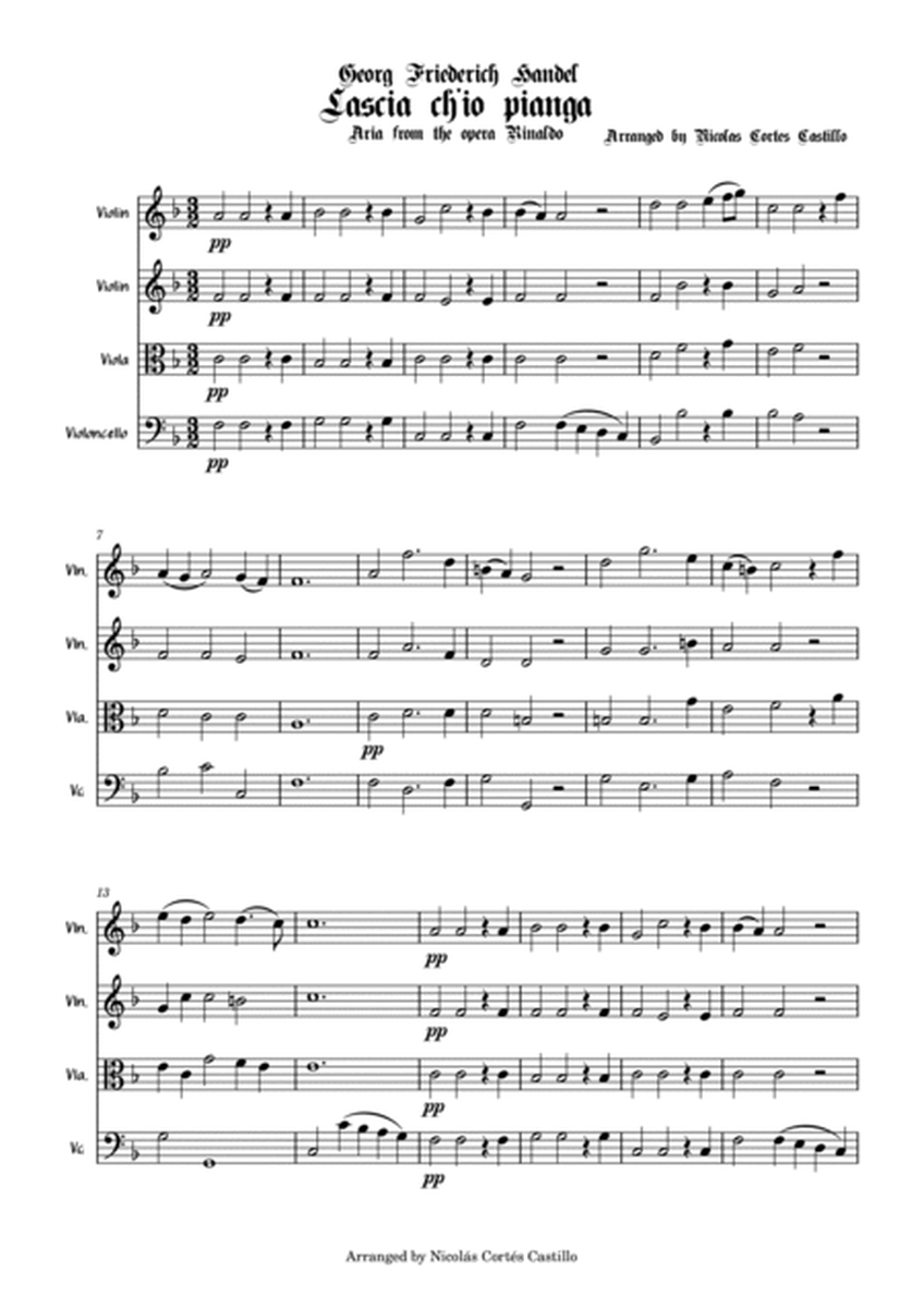 Handel - Lascia ch'io pianga - String Quartet image number null
