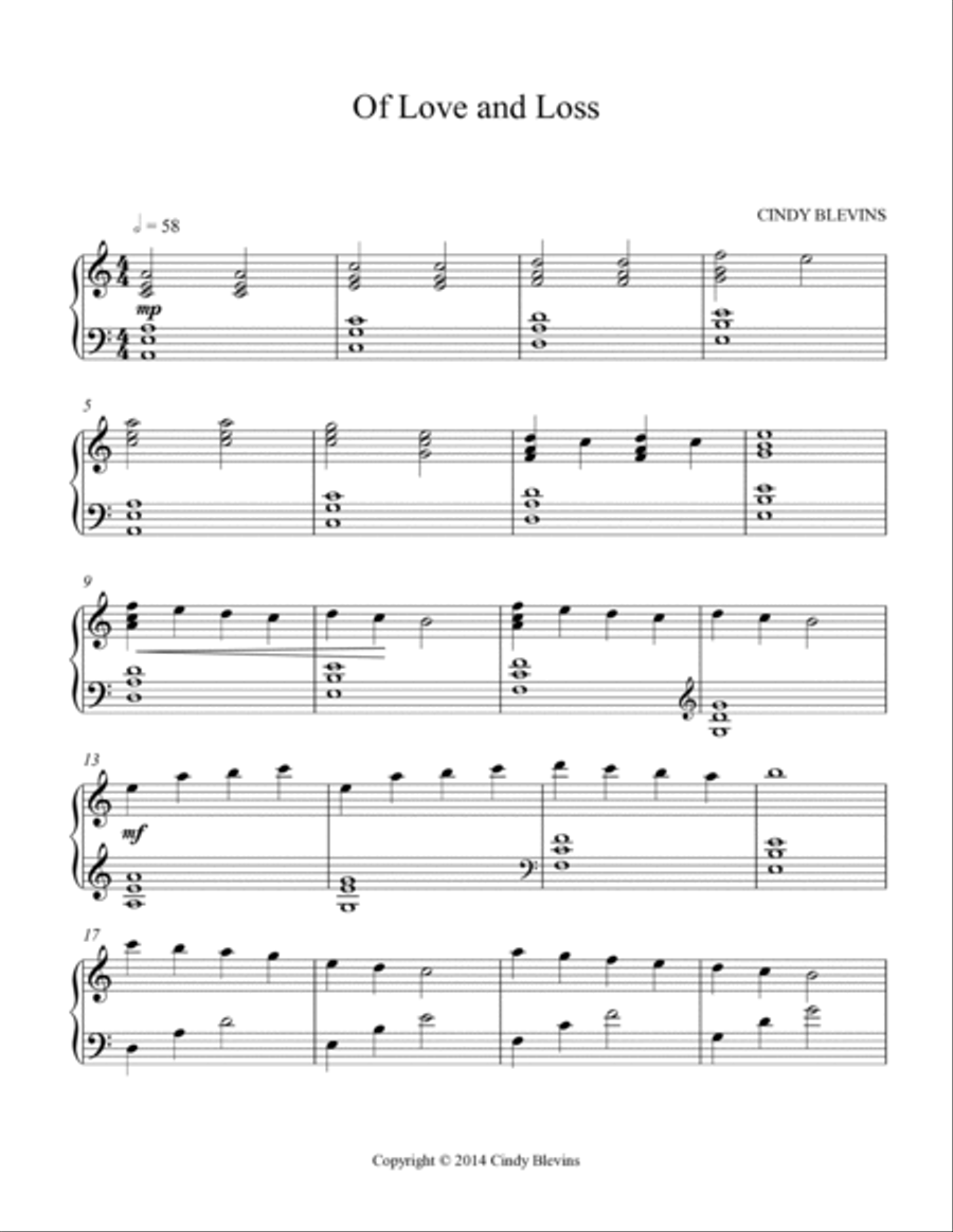 Of Love And Loss, original solo for Lever or Pedal Harp Pedal Harp scores gallery preview page 2