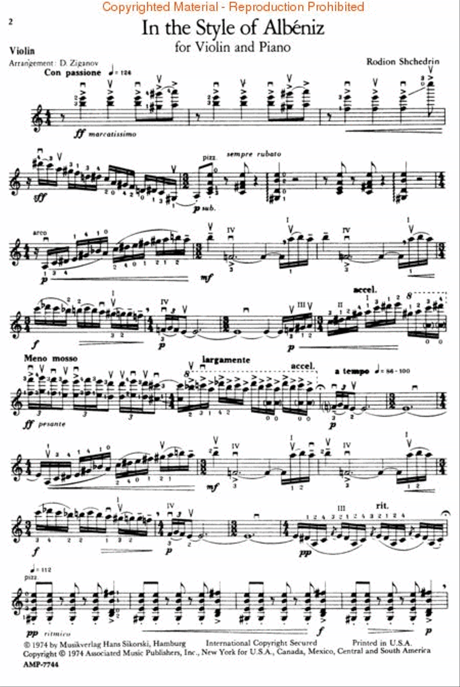 In the Style of Albeniz Violin Solo scores gallery preview page 2