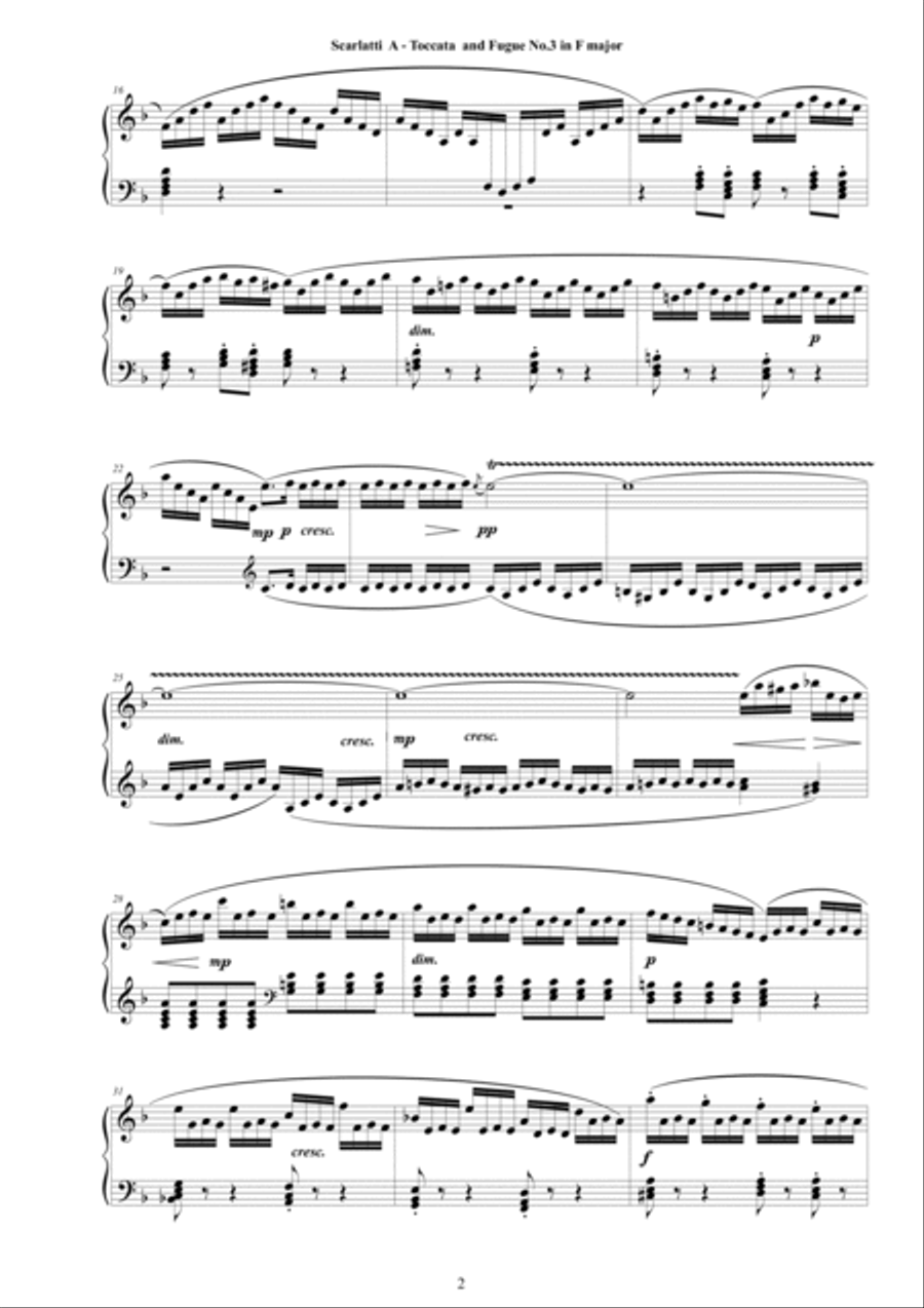 Scarlatti A - Toccata and Fugue No.3 in F major for Piano Piano Solo scores gallery preview page 2
