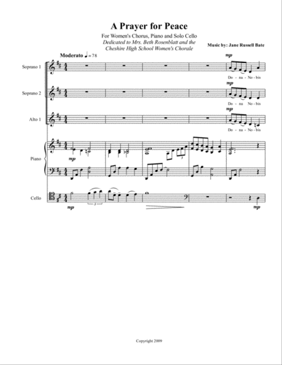 A Prayer for Peace SSA scores gallery preview page 1