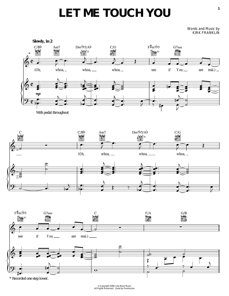 Let Me Touch You Piano, Vocal, Guitar scores gallery preview page 1