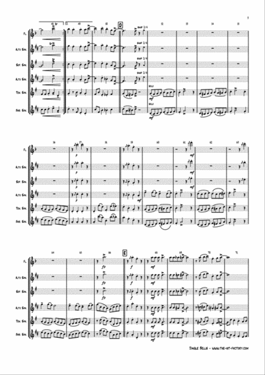 Jazzy Jingle Bells - Christmas Swing - Saxophone Trio Woodwind Trio scores gallery preview page 3