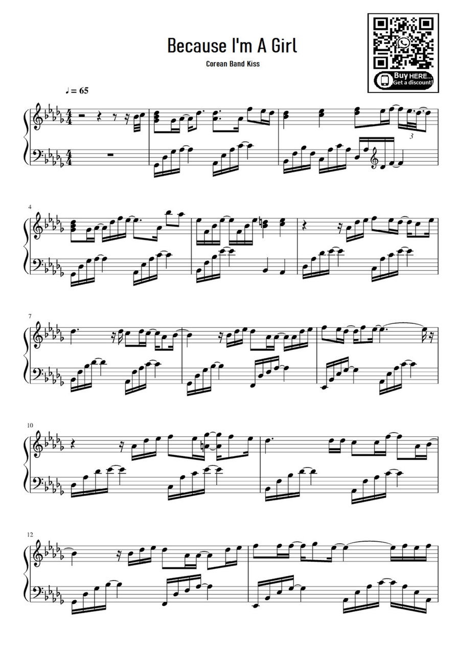 Because I'm A Girl Because I'm A Girl Easy Piano scores gallery preview page 1