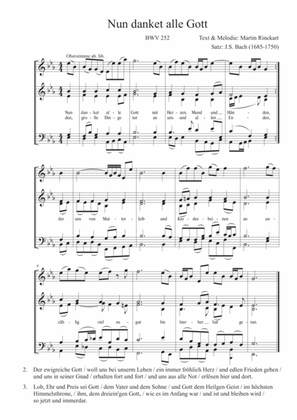 Bach - Nun danket alle Gott BWV 252 für Posaunenchor