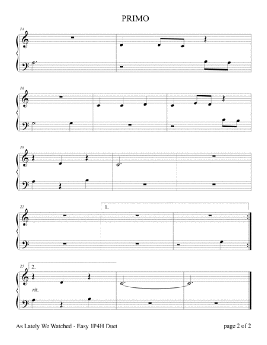 As Lately We Watched (Easy Piano Duet; 1 Piano, 4 Hands) Easy Piano scores gallery preview page 3