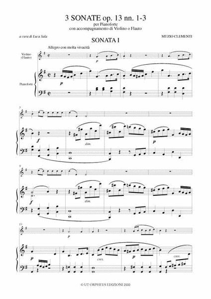 3 Sonatas Op. 13 Nos. 1-3 for Piano (Harpsichord) and Violin (Flute)