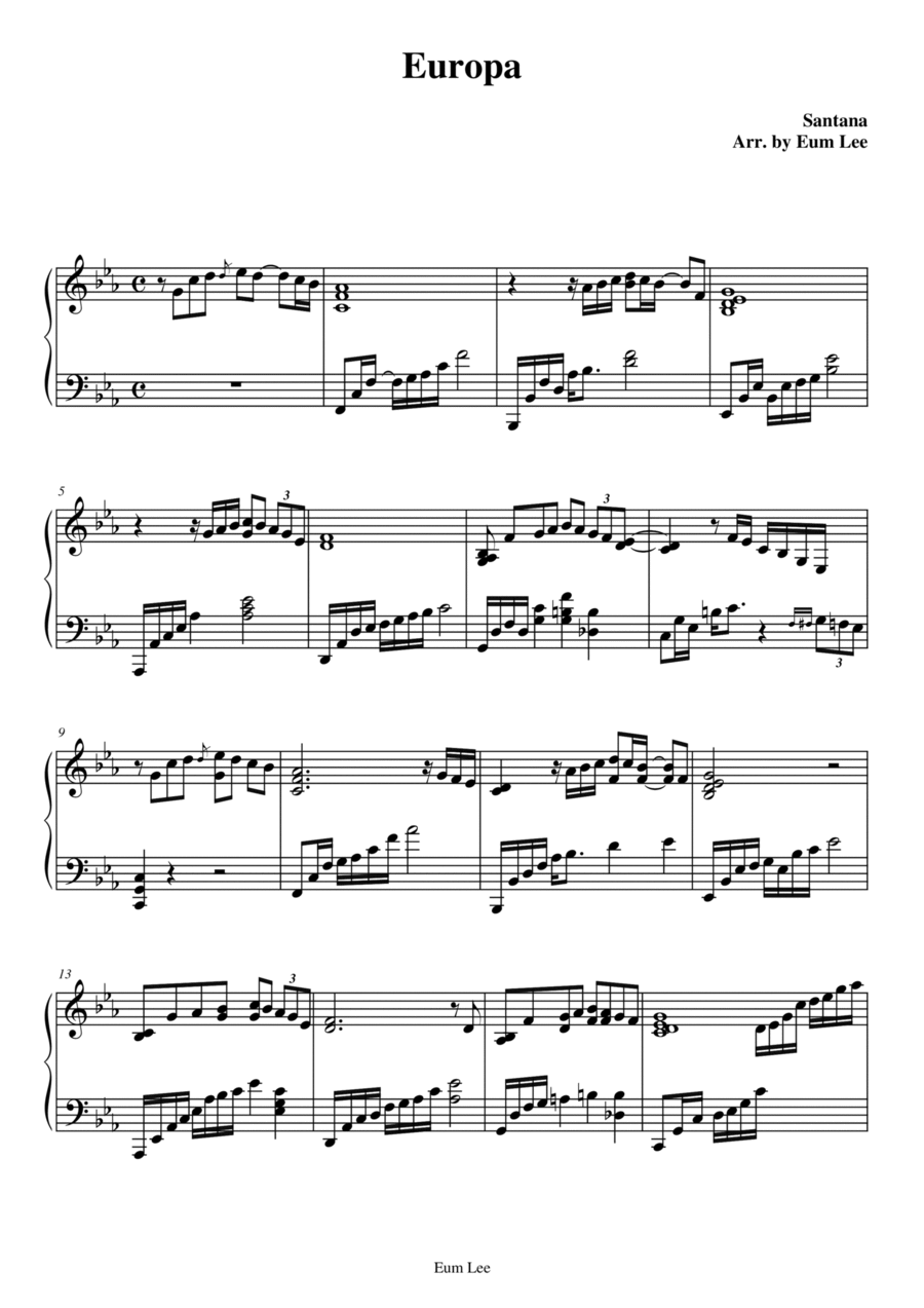 Europa Piano Solo scores gallery preview page 1