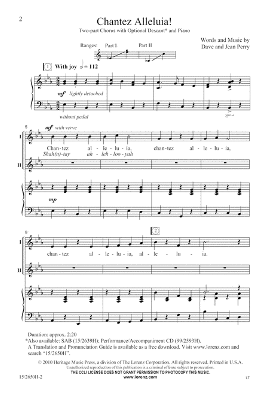 Chantez Alleluia! 2-Part scores gallery preview page 2