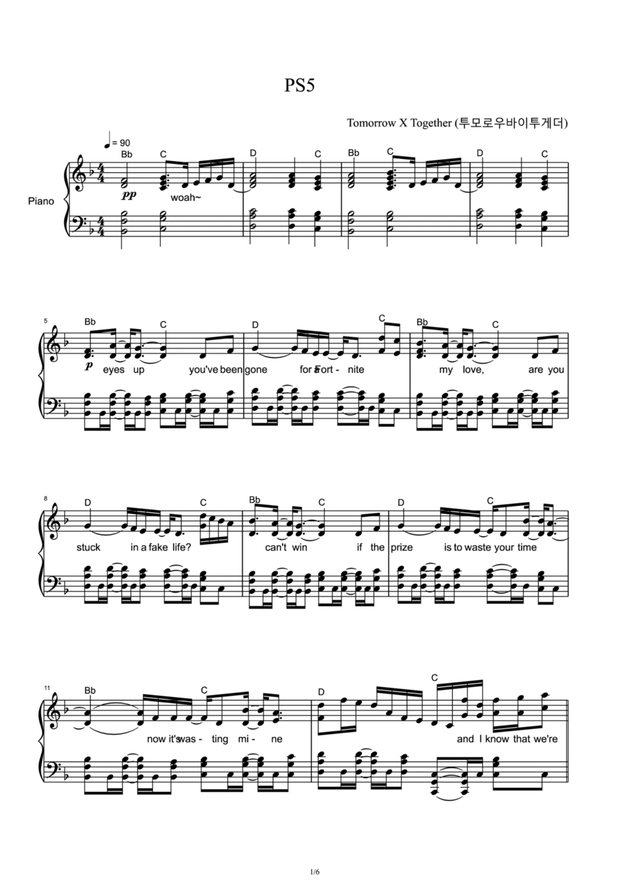 Ps5 Piano Solo scores gallery preview page 1