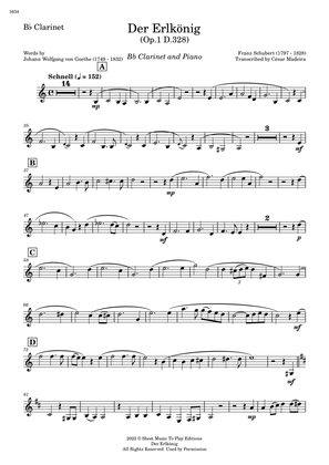 Der Erlkönig by Schubert - Bb Clarinet and Piano (Individual Parts)