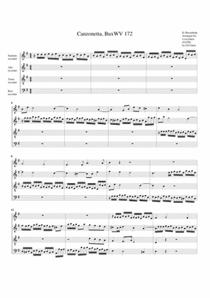 Canzonetta, BuxWV 172, G major (arrangement for 4 recorders)