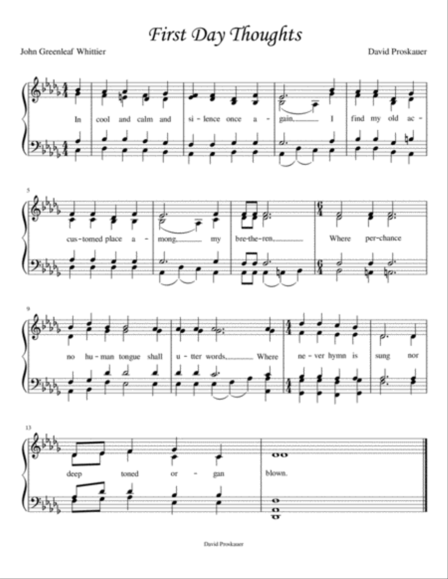 First Day Thoughts First Day Thoughts 4-Part scores gallery preview page 1
