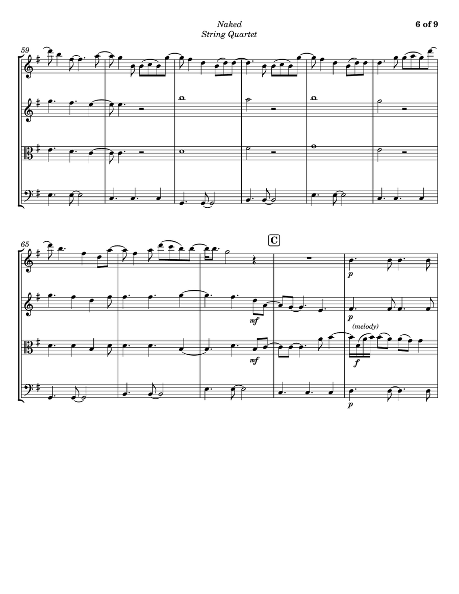 Naked String Quartet scores gallery preview page 6
