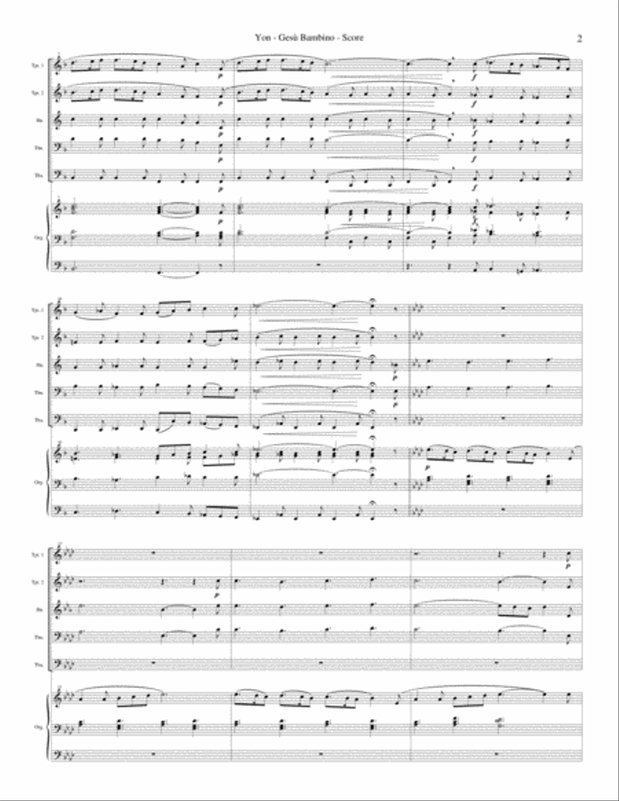 Gesù Bambino (The Infant Jesus), for Brass quintet and Organ Brass Ensemble scores gallery preview page 3
