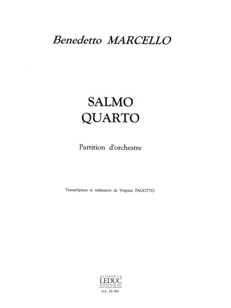 Marcello Fagotto Salmo Quarto Solo Mixed Choir & Orchestra Full Score