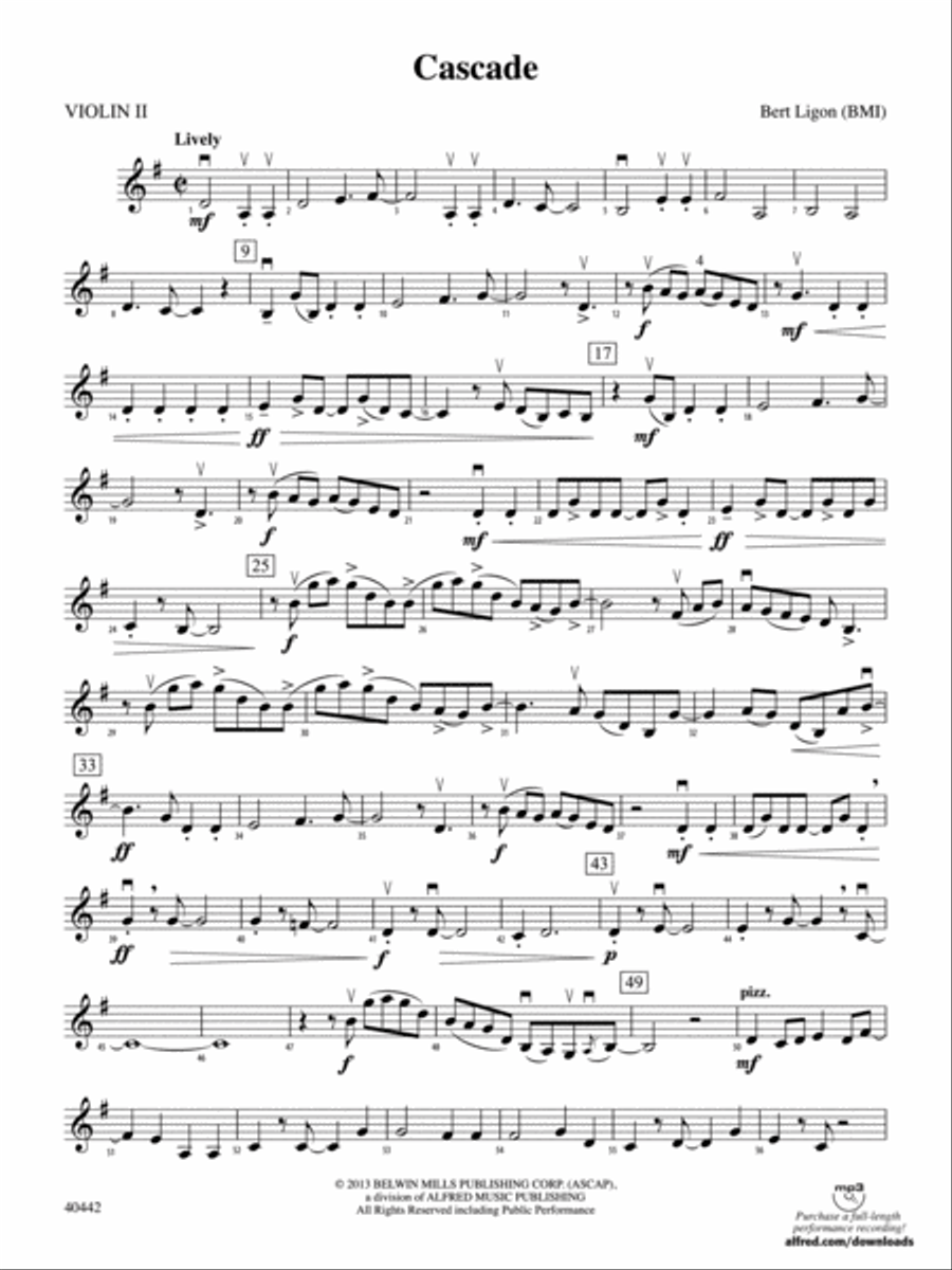 Cascade: 2nd Violin Cascade: 2nd Violin String Orchestra scores gallery preview page 1