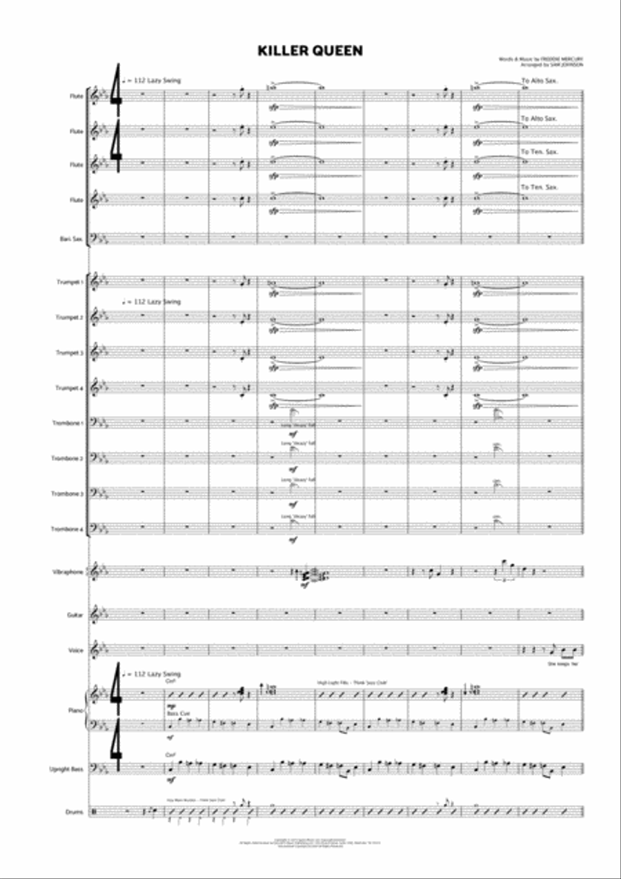 Killer Queen Piano, Vocal, Guitar scores gallery preview page 1