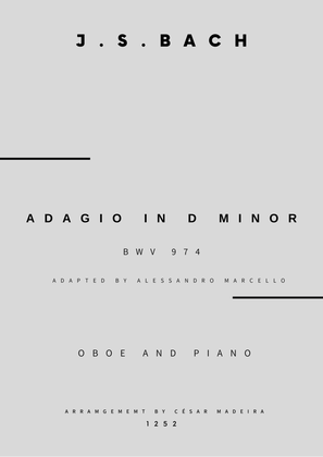 Book cover for Adagio (BWV 974) - Oboe and Piano (Full Score and Parts)