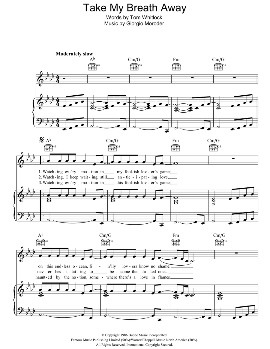 Take My Breath Away Acoustic Guitar scores gallery preview page 1