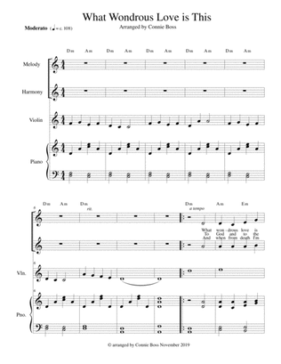 What Wondrous Love is This - Original Lyrics - violin, vocal duet and piano