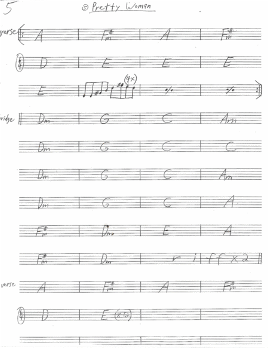 Oh, Pretty Woman Piano, Vocal, Guitar scores gallery preview page 1