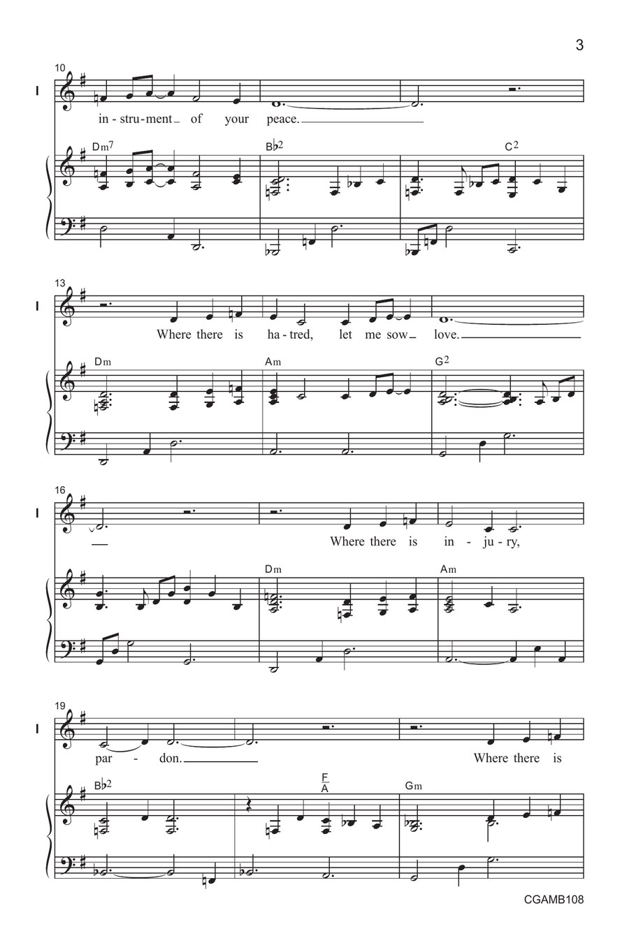 Lord, Make Me an Instrument of Your Peace - Unison with opt. SSA SSA scores gallery preview page 3