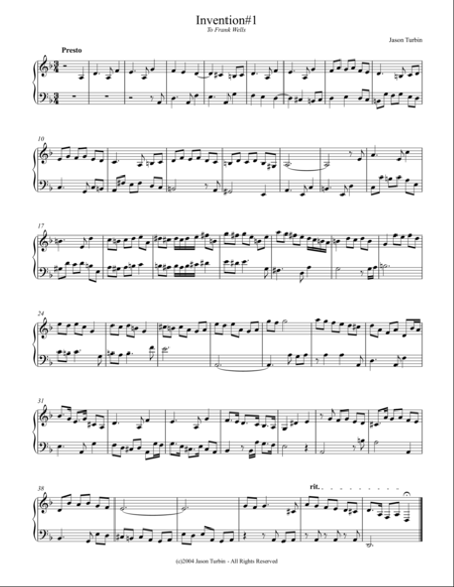 Invention #1 Piano Method scores gallery preview page 1