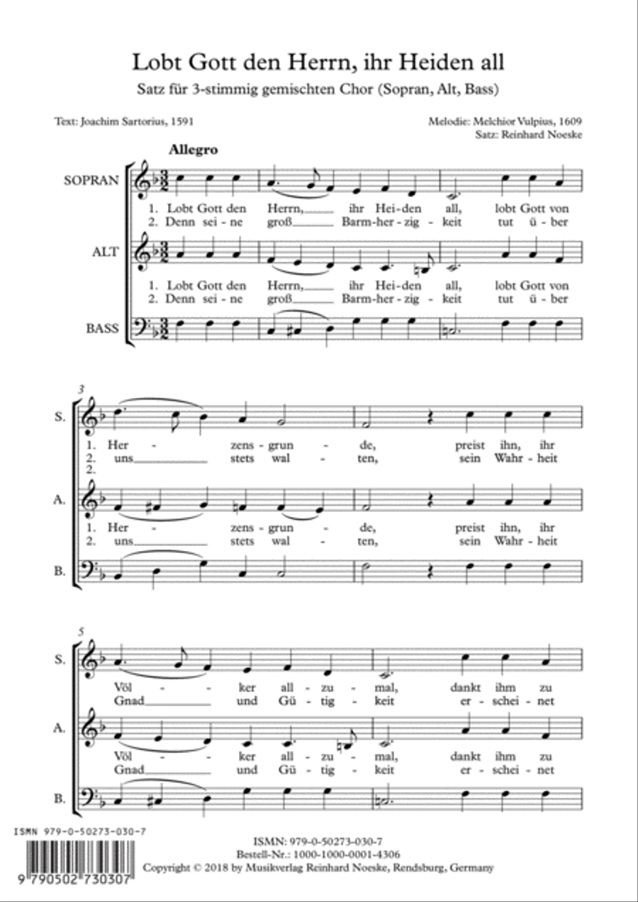 Lobt Gott den Herrn, ihr Heiden all 3-Part scores gallery preview page 1