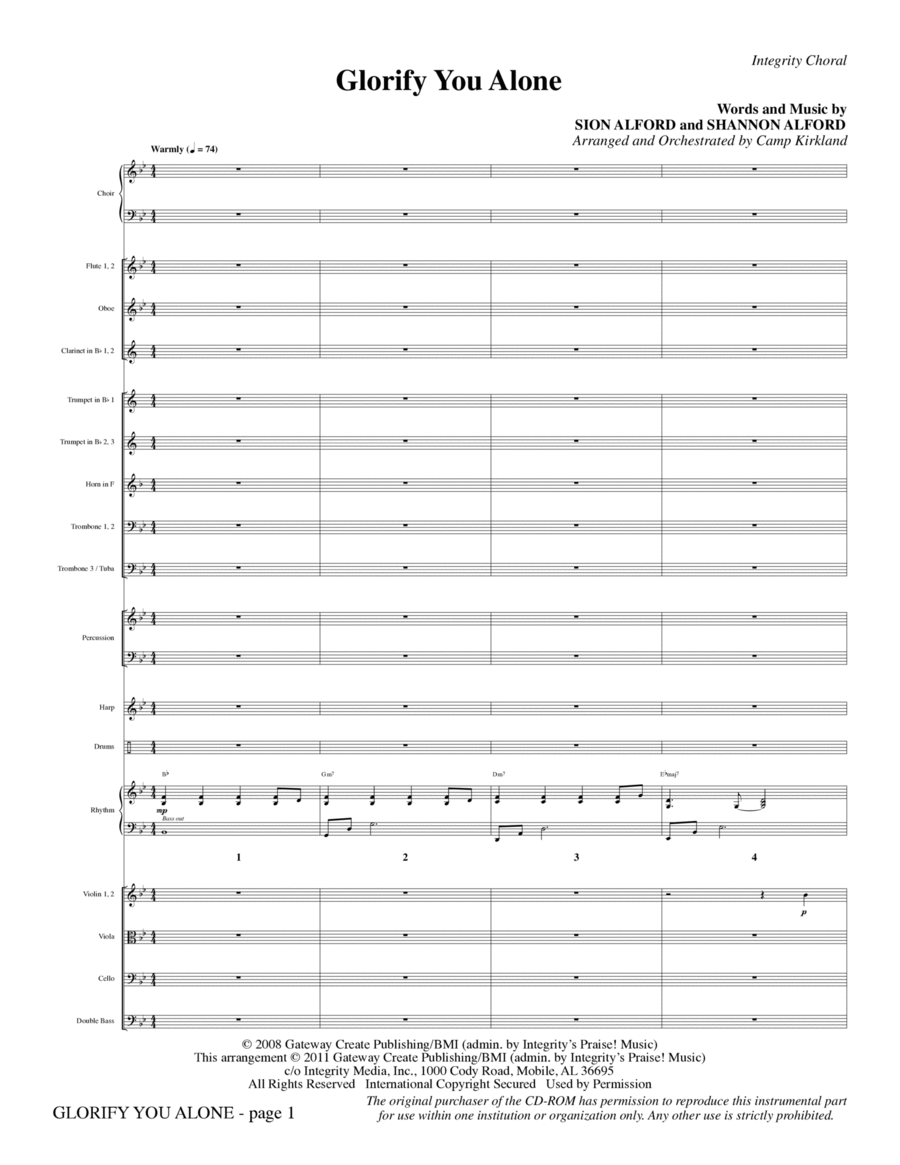 Glorify You Alone - Full Score Choir scores gallery preview page 1