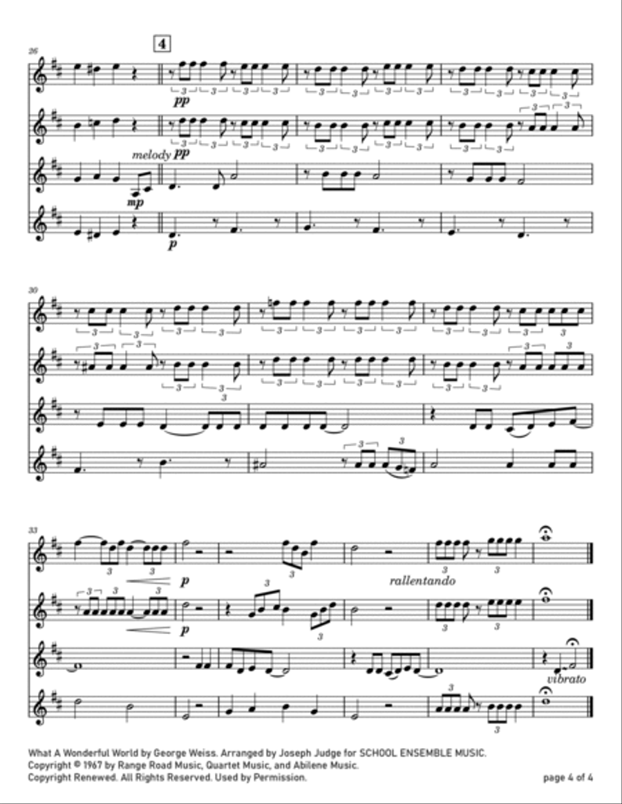 What A Wonderful World What A Wonderful World Clarinet Quartet scores gallery preview page 4