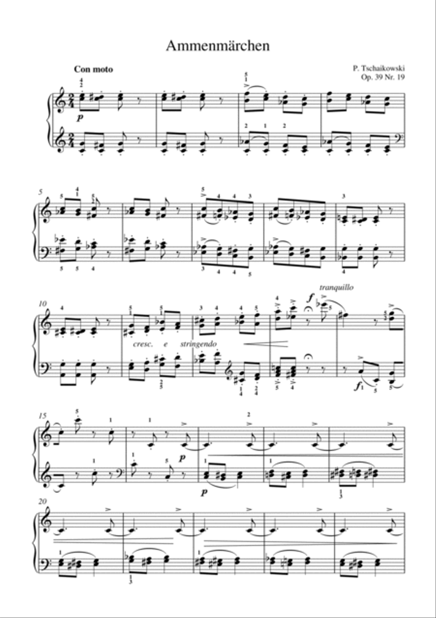 Tchaikovsky-Children's Album, Op.39 No.19.Nanny's Story(Piano) Piano Solo scores gallery preview page 2