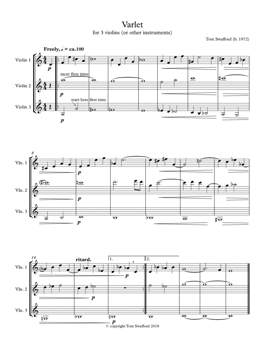 Varlet for three violins Violin Solo scores gallery preview page 1