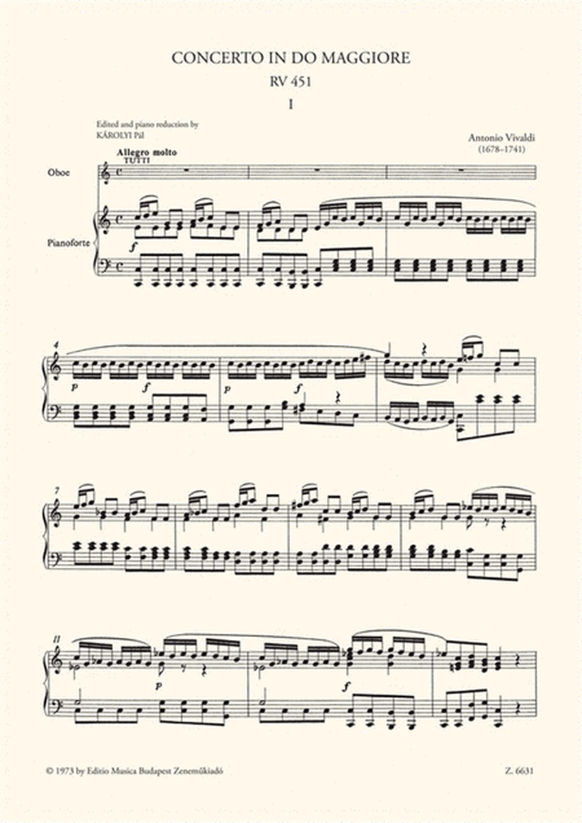 Concerto in do maggiore per oboe e pianoforte, R