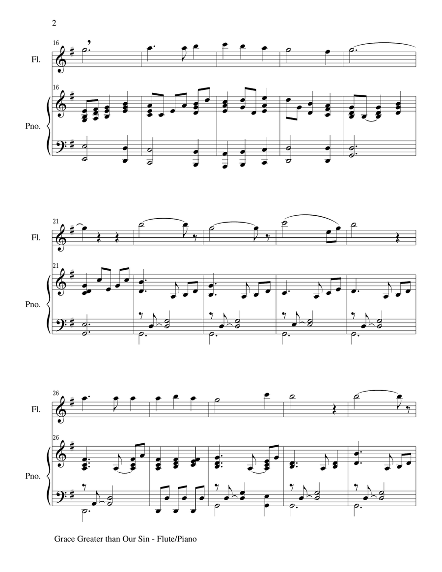 GRACE GREATER THAN OUR SIN (Flute/Piano and Flute Part) Flute Solo scores gallery preview page 2