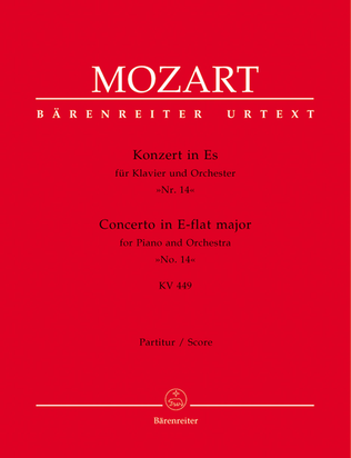 Book cover for Concerto for Piano and Orchestra, No. 14 E flat major, KV 449
