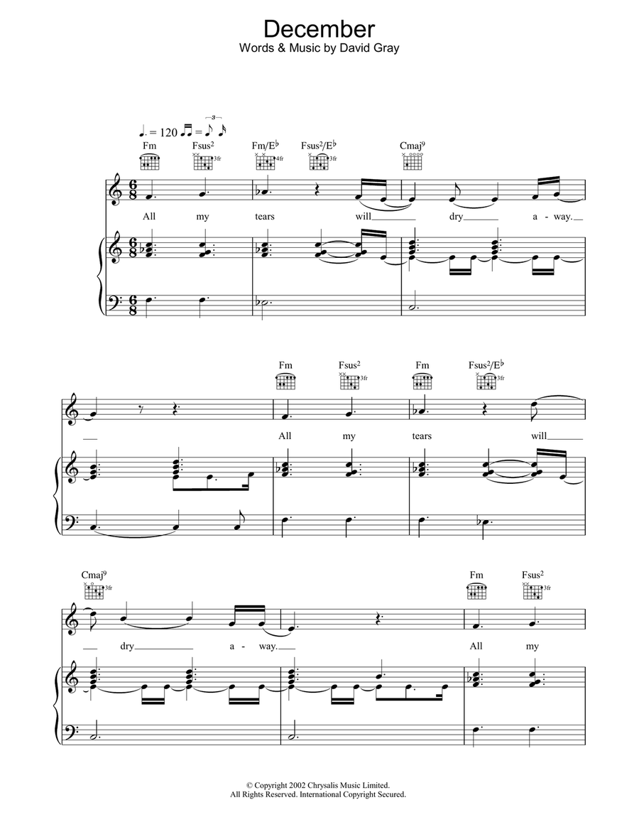 December Piano, Vocal, Guitar scores gallery preview page 1