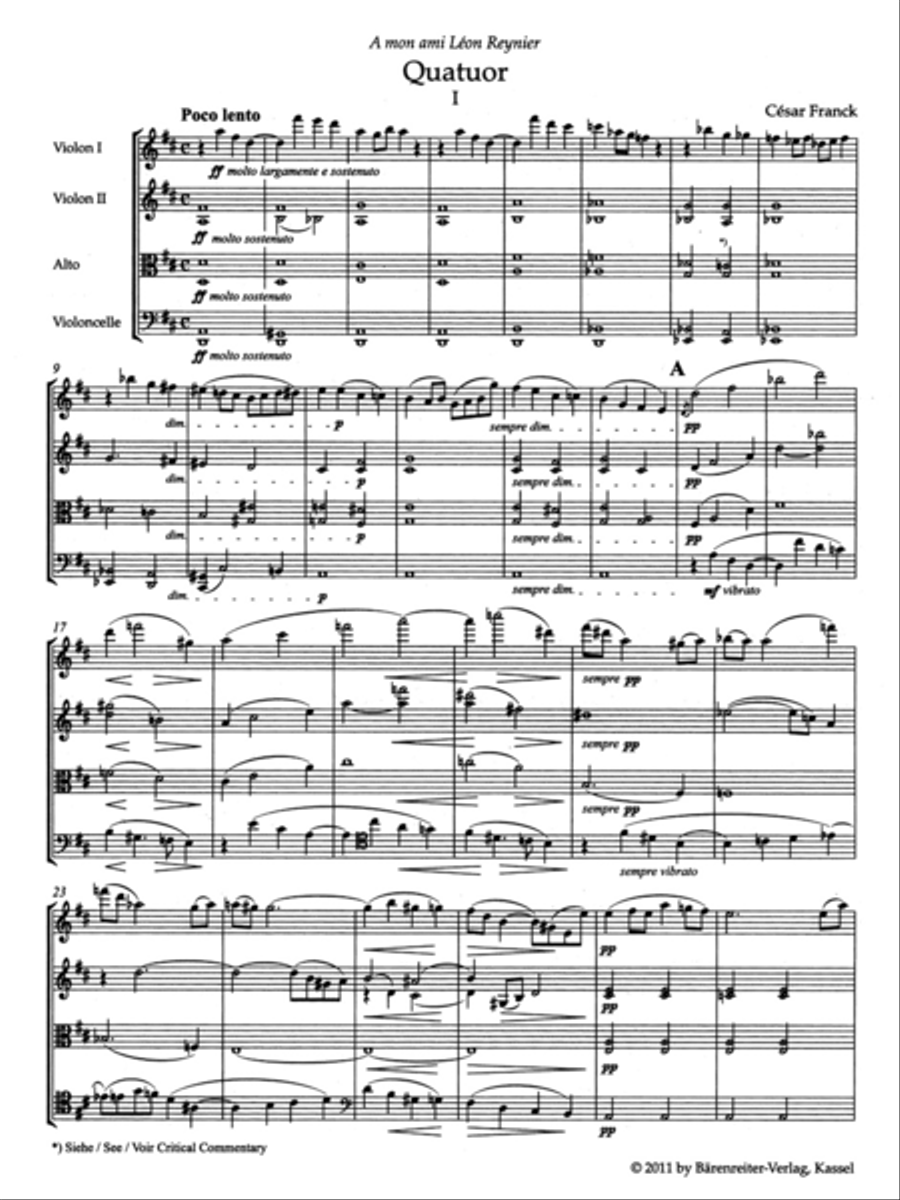Quatuor for two Violins, Viola and Violoncello Cello scores gallery preview page 2