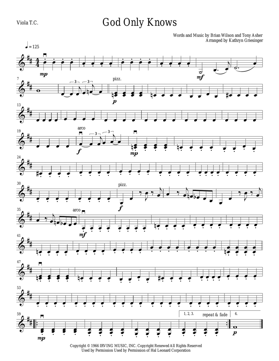 God Only Knows String Quartet scores gallery preview page 5